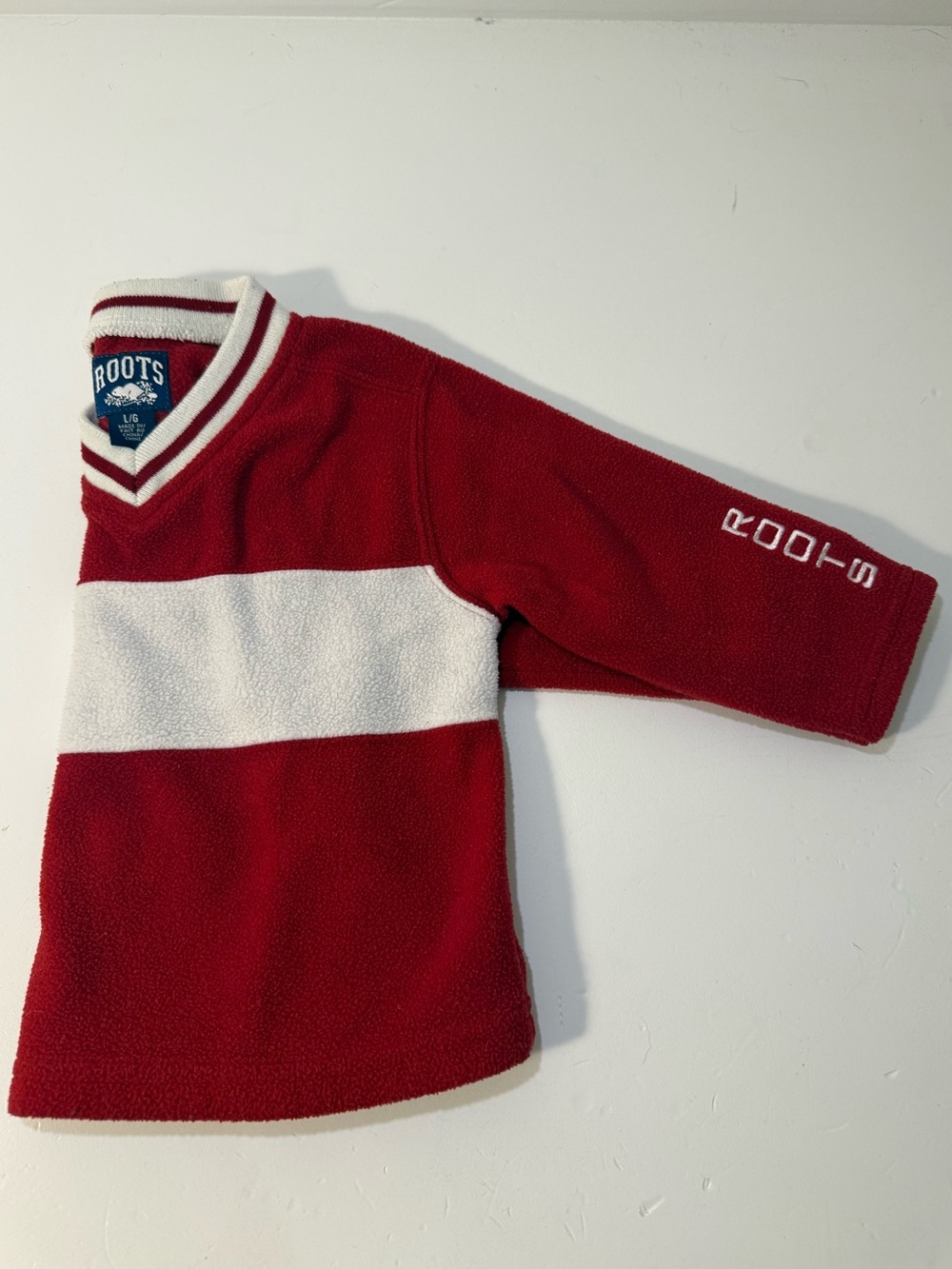 Vintage Roots Kids Large Fits 2T 3T Red White Stripe Fleece Y2K